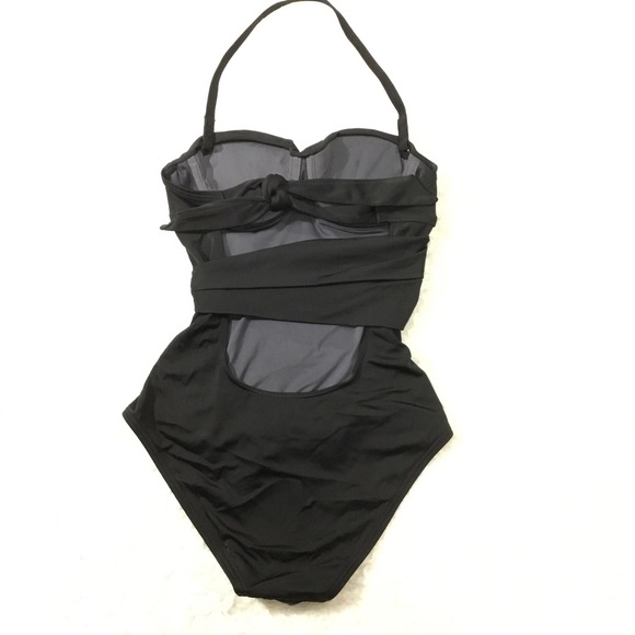Victoria’s Secret Twist Bandeau Tie Back Retro One-piece Swimsuit Black 32A - Picture 7 of 16